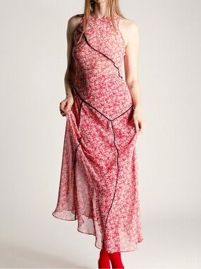 NWT Nomia Women’s Poppy Chiffon Paneled Maxi Dress